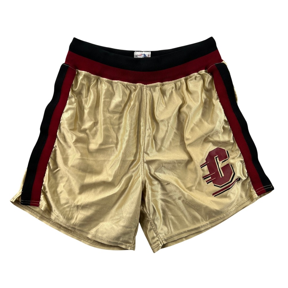 Vintage 90s Speedline Pro Pak Gold Maroon Shiny Dazzle Athletic Shorts Youth L